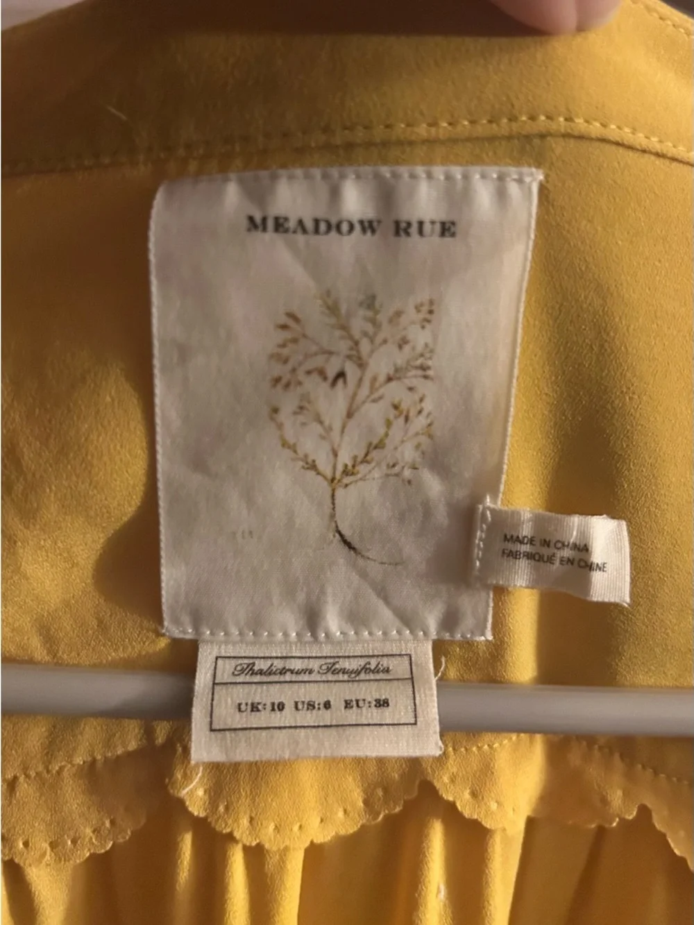 Anthropologie Meadow Rue Vivian Scalloped Pintuck Blouse Mustard 6 - Picture 2 of 6